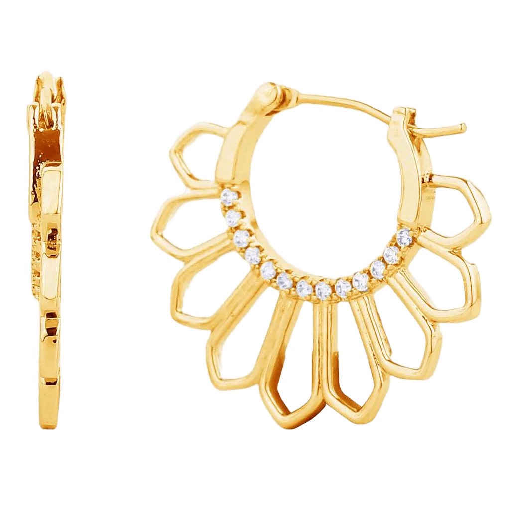 14K GOLD PLATED CZ PAVED EARRINGS for Women