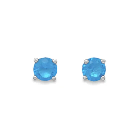 Aqua CZ Sterling Silver Stud Earrings-M H W ACCESSORIES