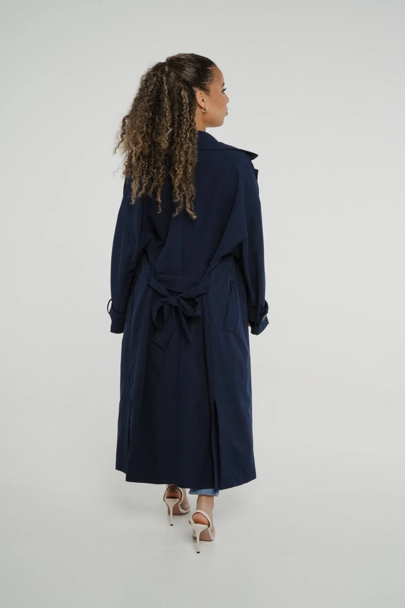 Aria Trench Jacket In Navy