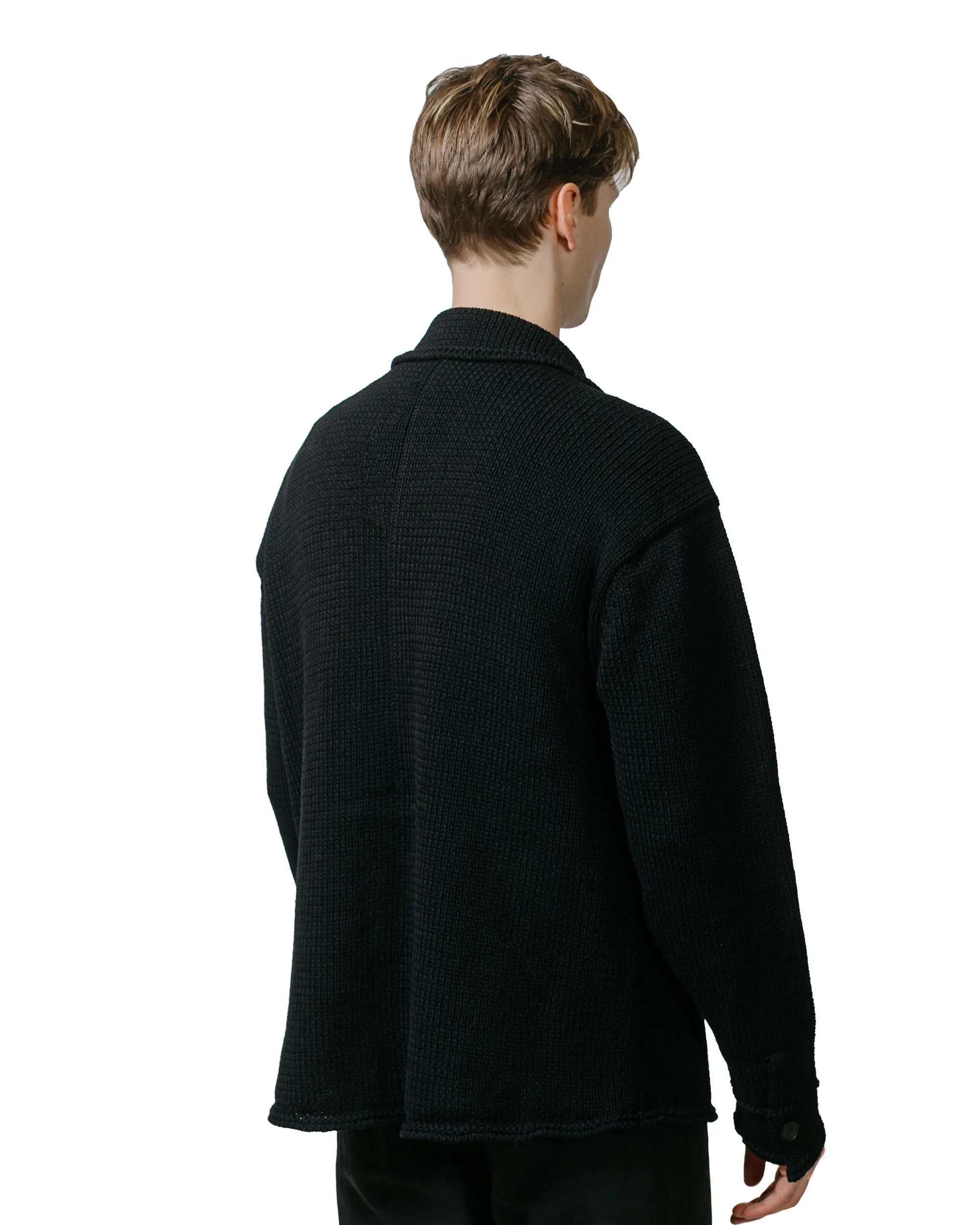 Auralee Cotton Lily-Yarn Knit Blouson Dark Navy