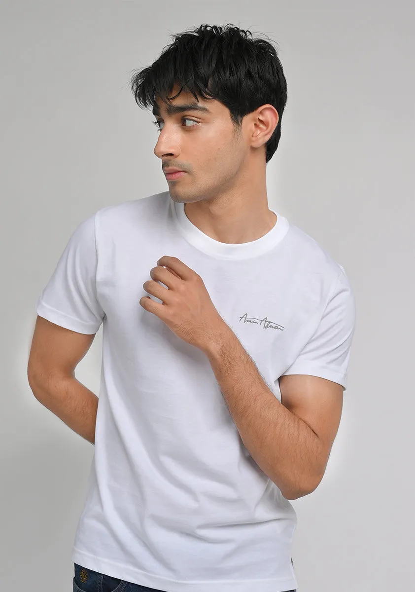 Basic Jersey Round Neck White T-Shirt