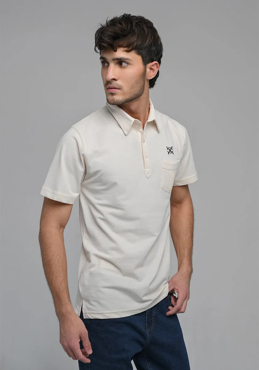 Basic Piquet Vanilla Ice Self Collar Polo T-Shirt