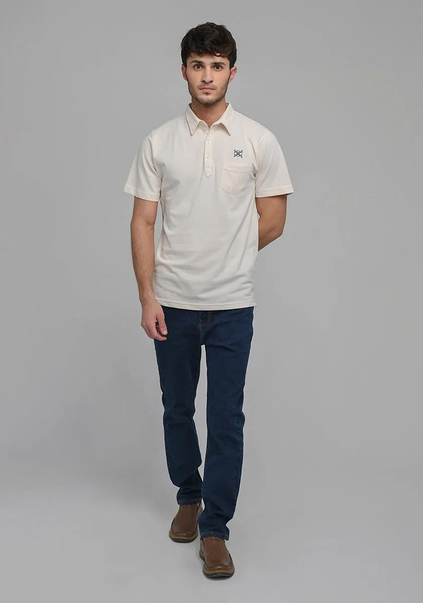 Basic Piquet Vanilla Ice Self Collar Polo T-Shirt