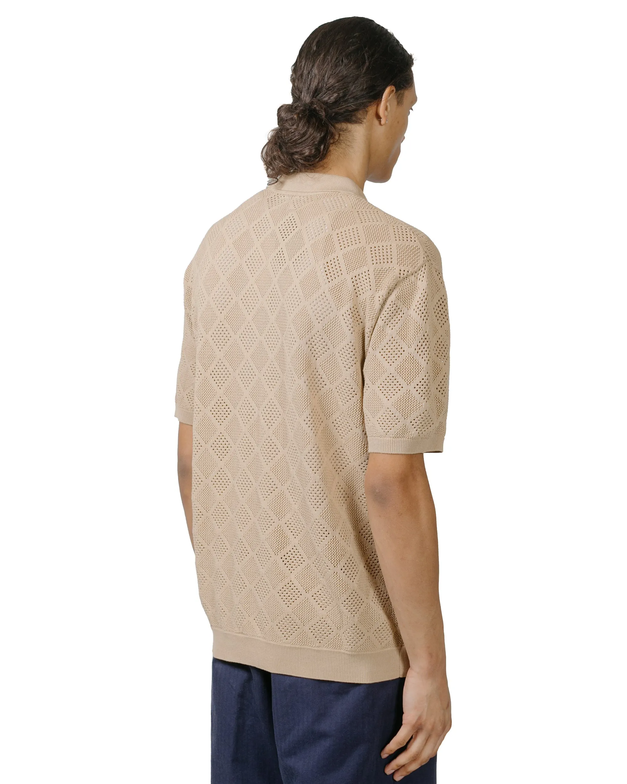 Beams Plus Zip Knit Polo Mesh Beige