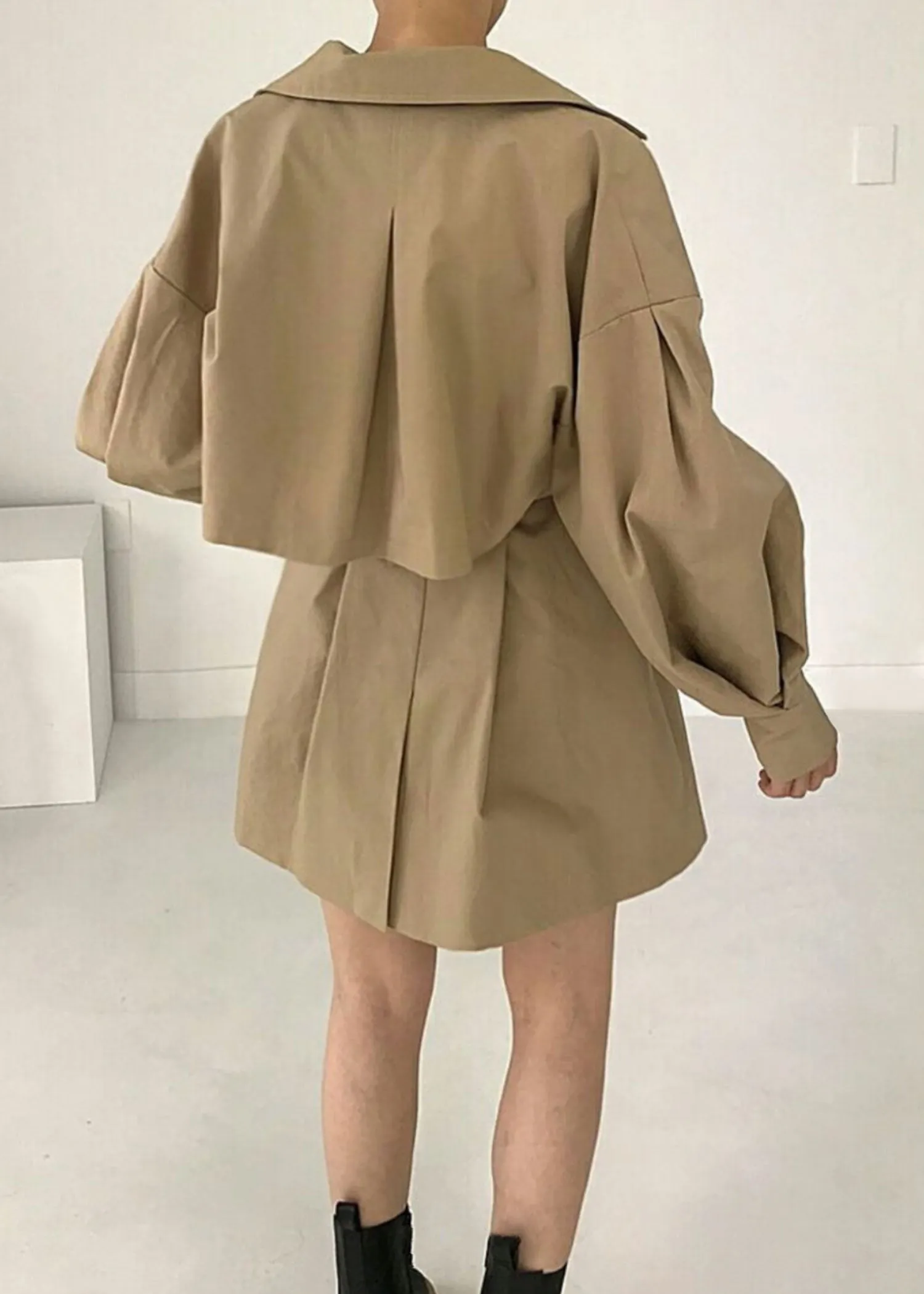 Beige Layered Trench Dress