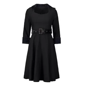 Big Belt Trench Collared Dress