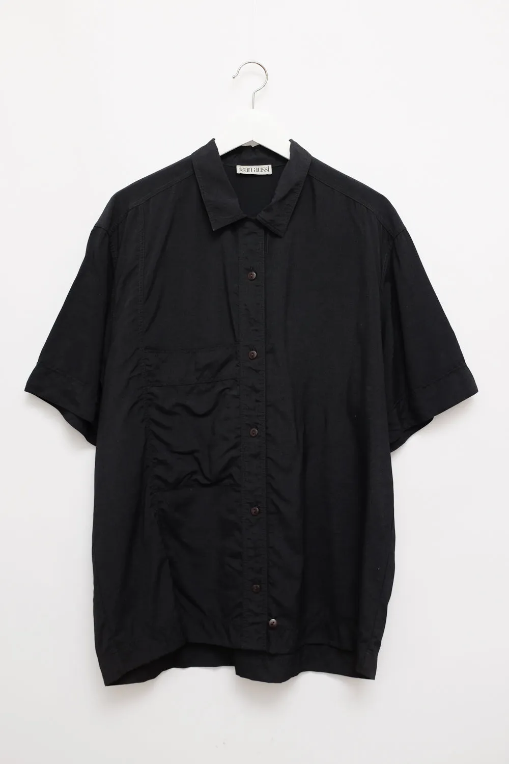 BLACK SHORT ARM OVERSIZE SHIRT