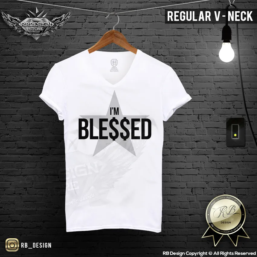 Blessed Men's T-shirt Scoop Neck Dollar Sign MD744 Gray