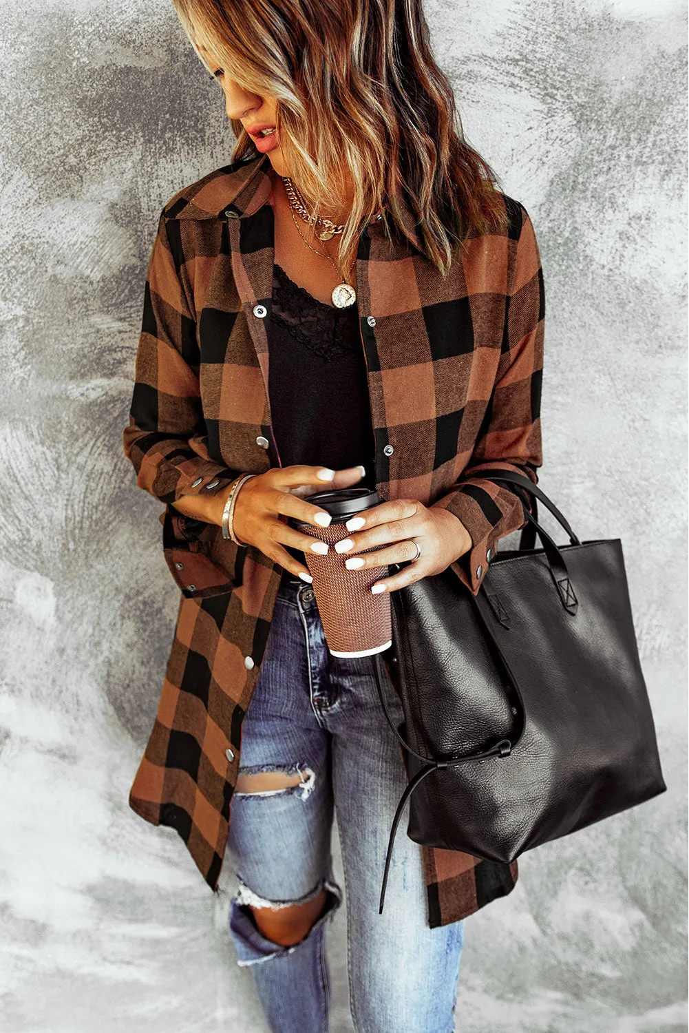 Brown Plaid Shacket