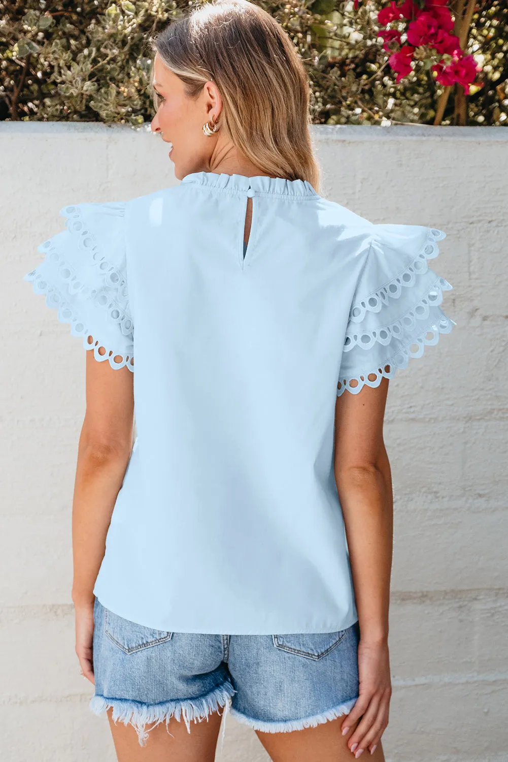 Cap Sleeve Filled Neck Blouse