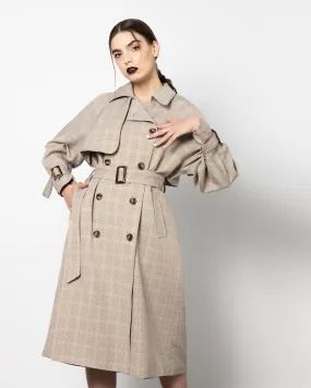 CHECKED TRENCH COAT 1803 - ترنش كوت