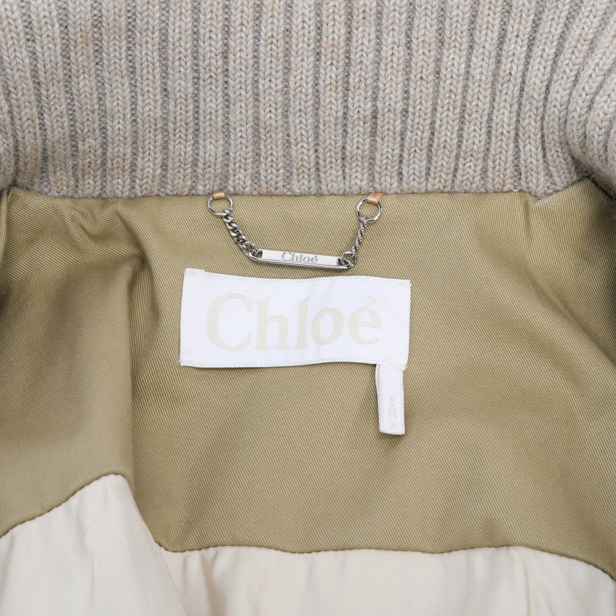 Chloe Khaki Cotton & Nylon Anorak Coat FR 34