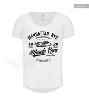 Cool Men's Muscle Cars White Graphic T-shirt MD886B