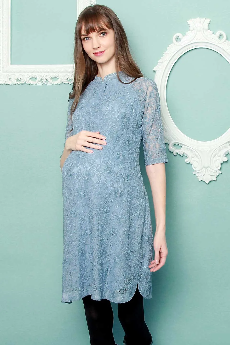 Curtis Maternity Dress Pigeon Blue