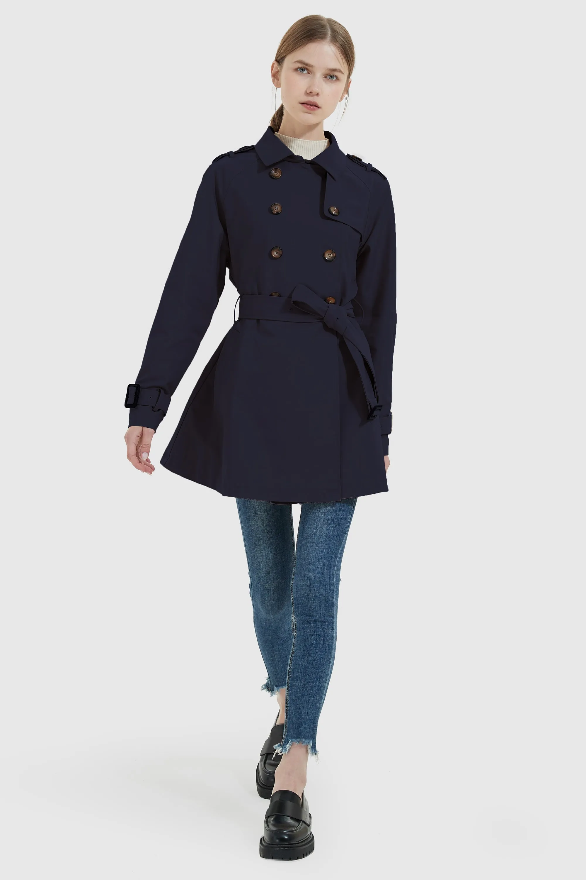 Double Breasted Trench Coat with Belt