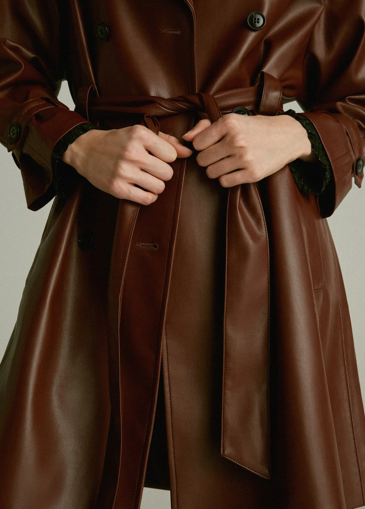 ELIZA VEGAN LEATHER TRENCH