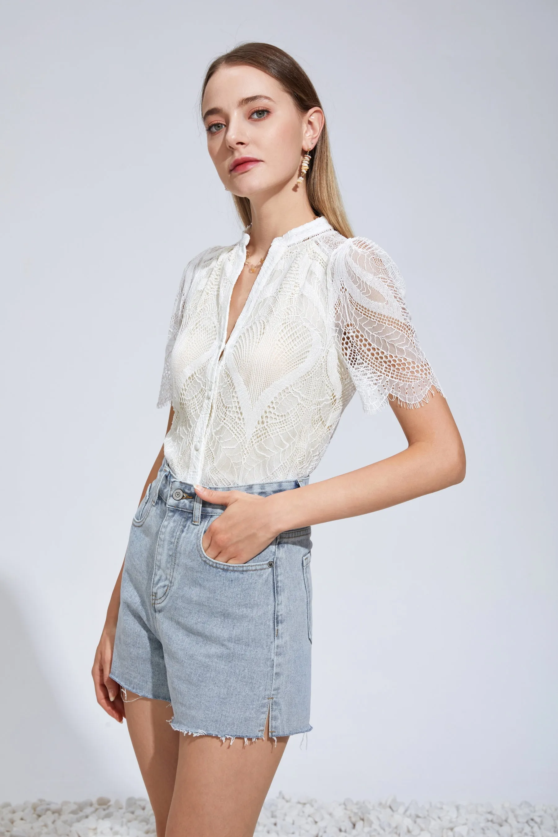 Ella Lace Blouse - Cream - GDS