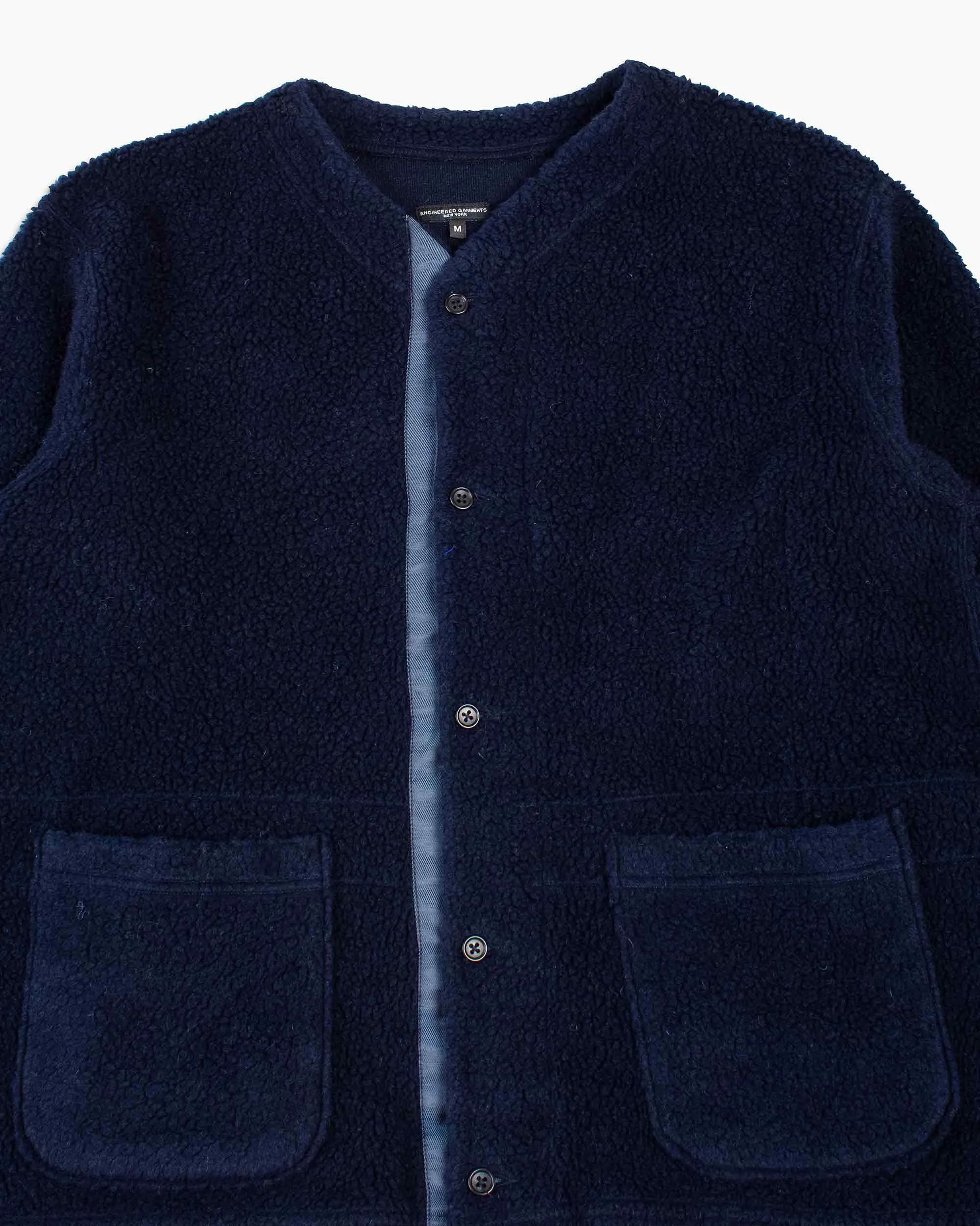 Engineered Garments Knit Cardigan Navy Wool Poly Shaggy Knit