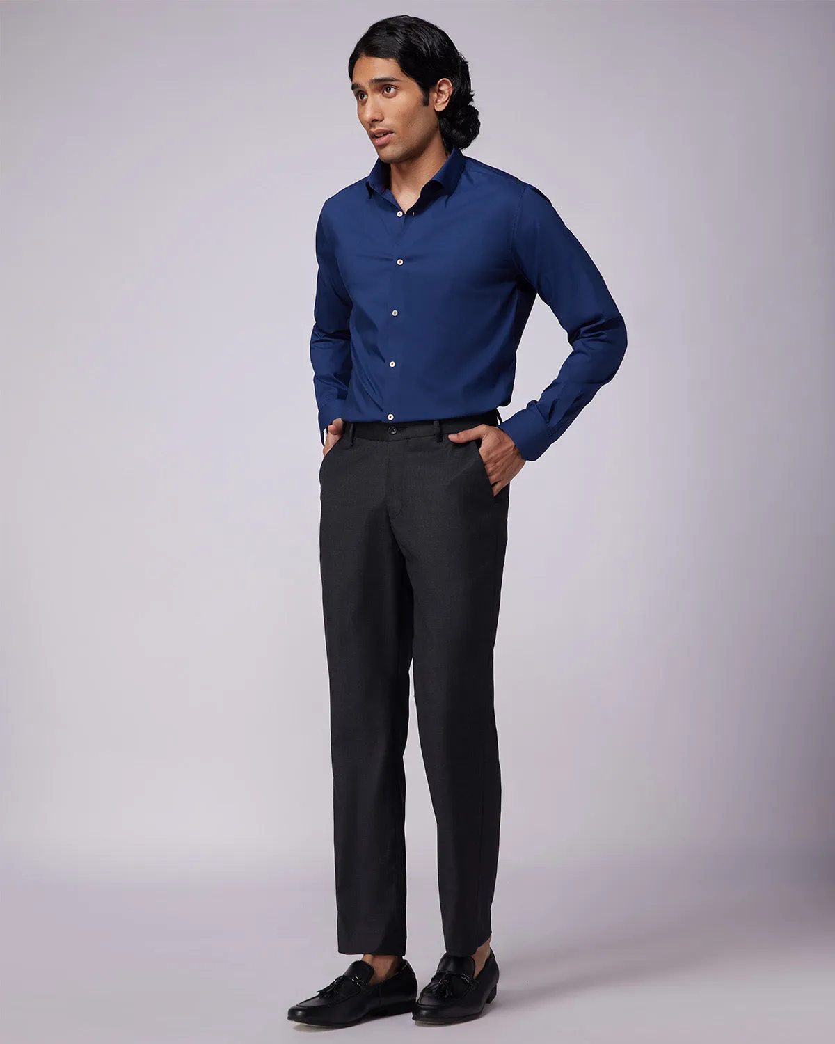 Exquisite Blended Wool Dress Pants - Dark Grey