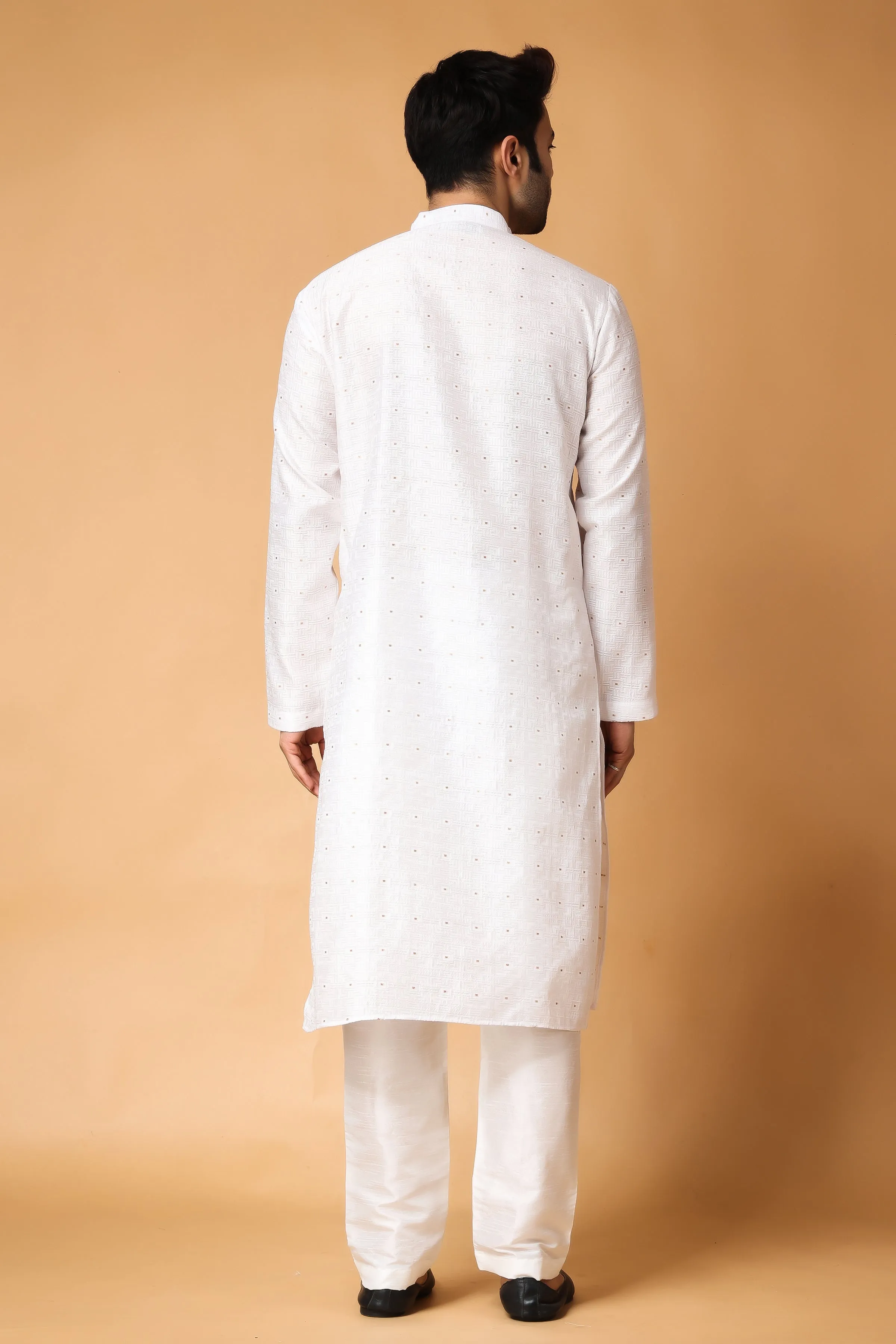 Exquisite Ivory Woven Kurta Pajama