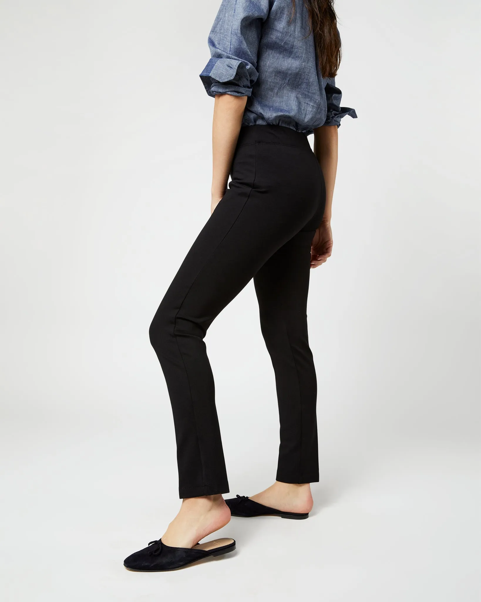 Faye Legging Pant in Black Ponte Knit