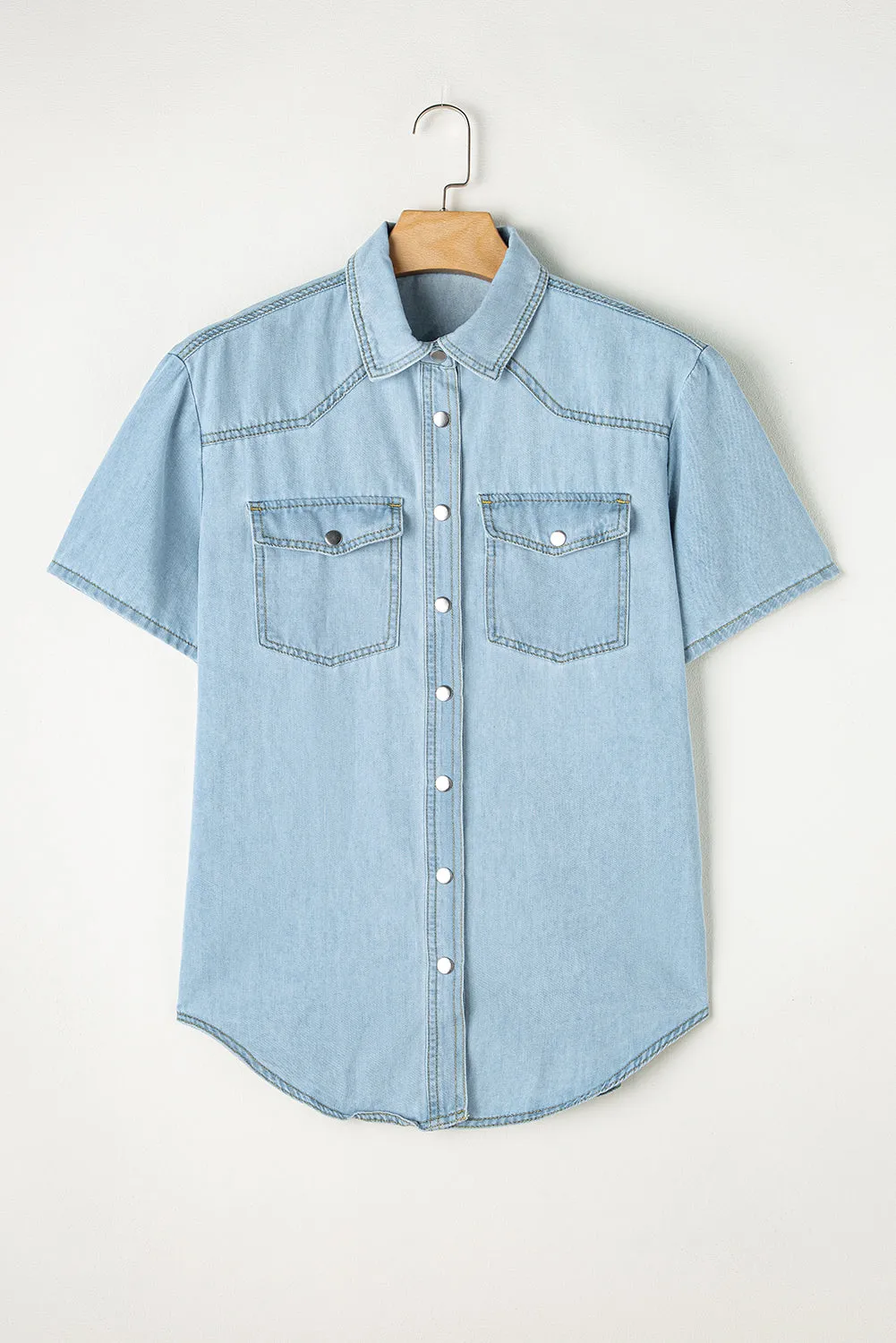 Flap Pockets Rounded Hem Shirt