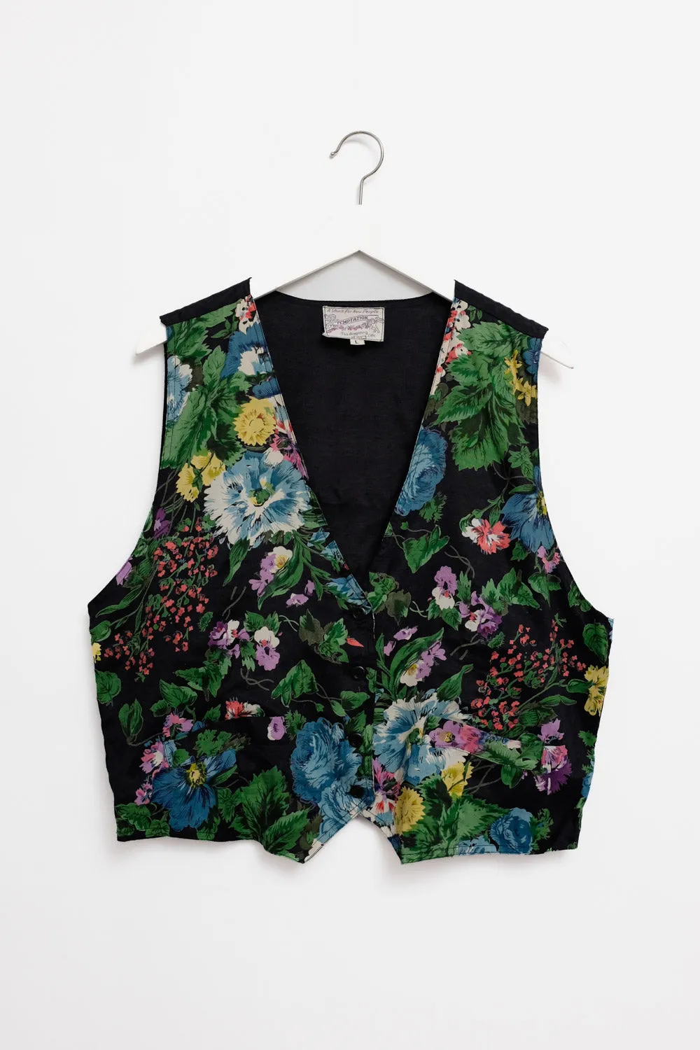 FLORAL BLACK SUIT VINTAGE VEST