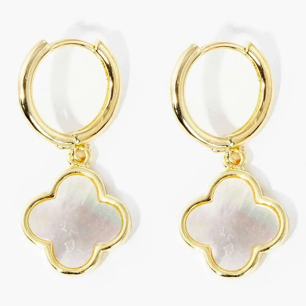 GOLD CLOVER DANGLE EARRINGS- M H W ACCESSORIES