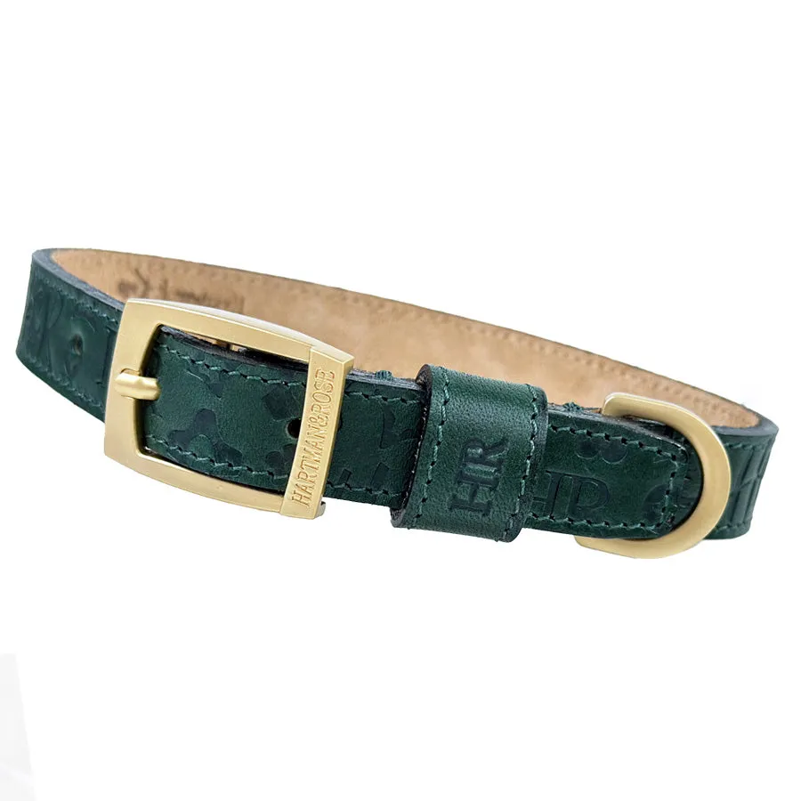 H&R Embossed Dog Collar in Forest Green