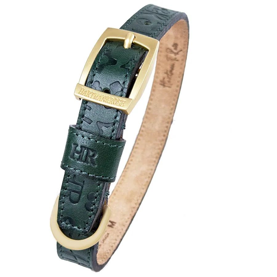 H&R Embossed Dog Collar in Forest Green