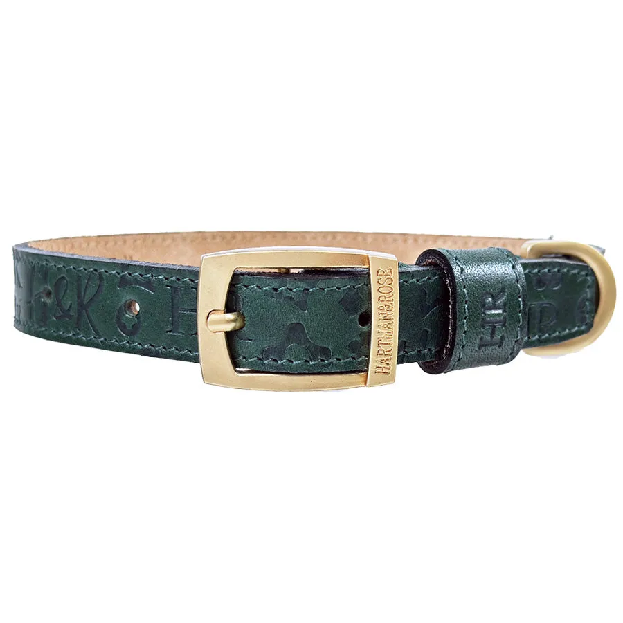 H&R Embossed Dog Collar in Forest Green