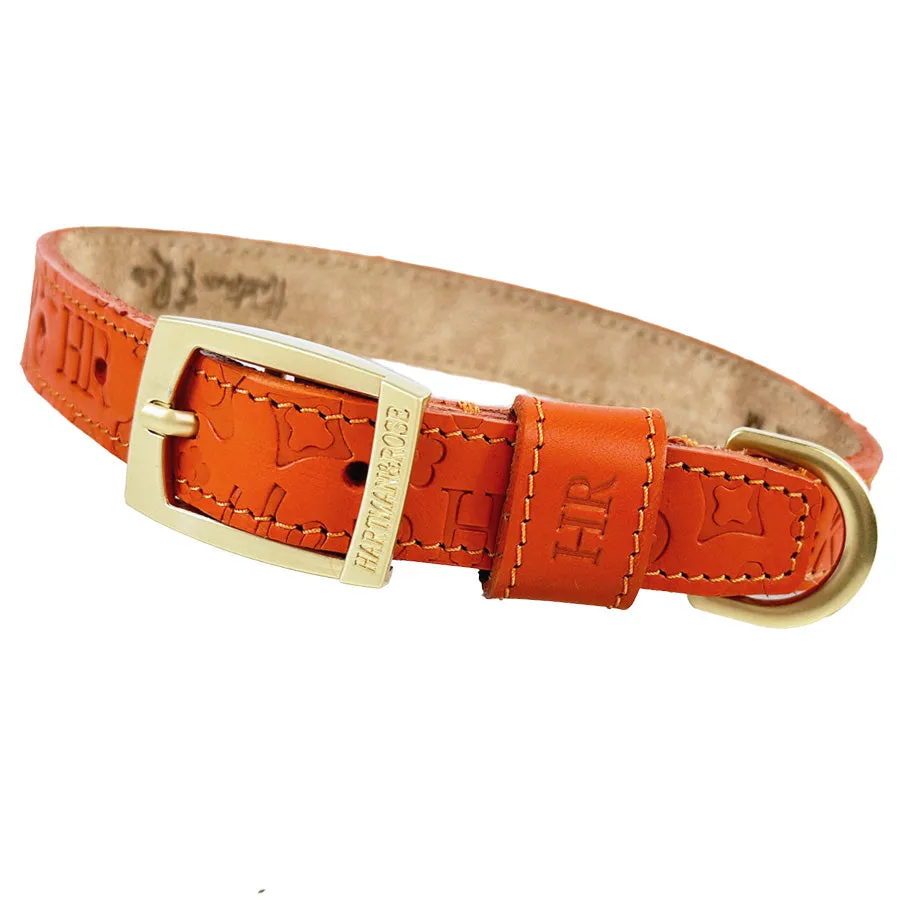 H&R Embossed Dog Collar in Tangerine