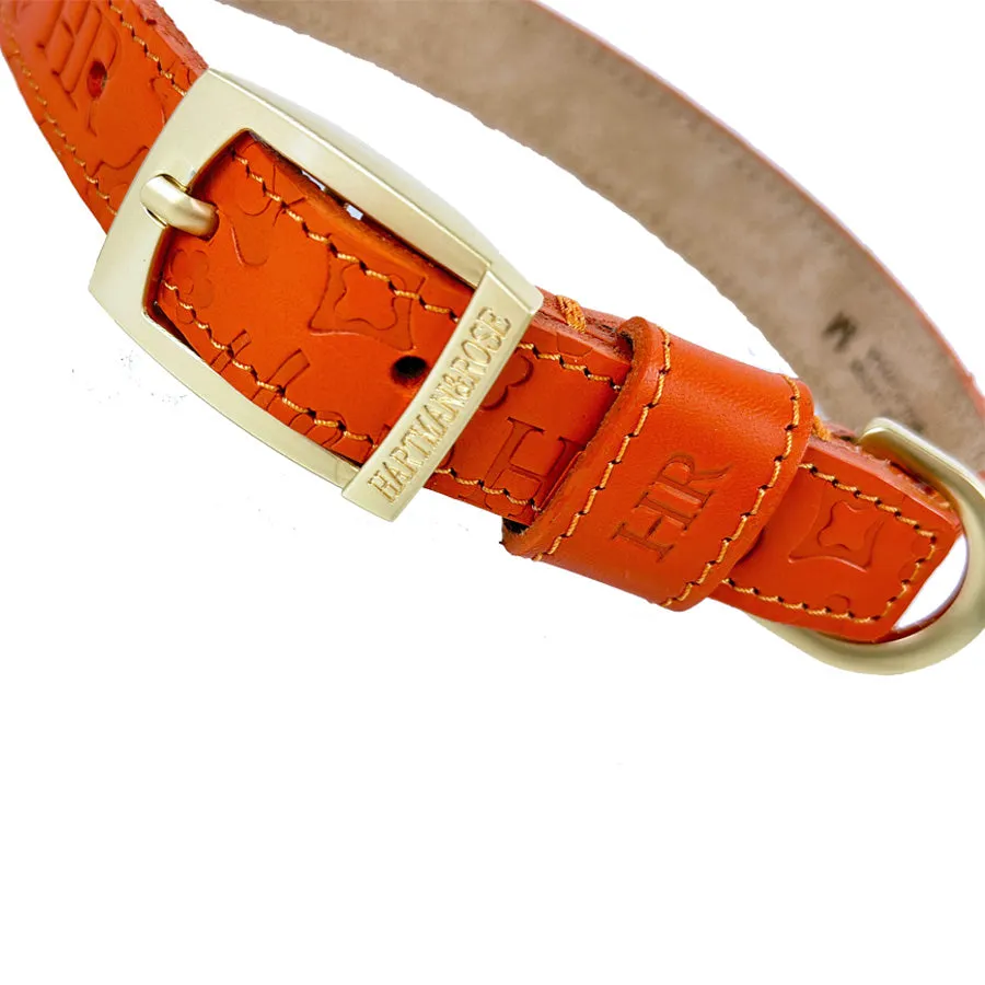 H&R Embossed Dog Collar in Tangerine