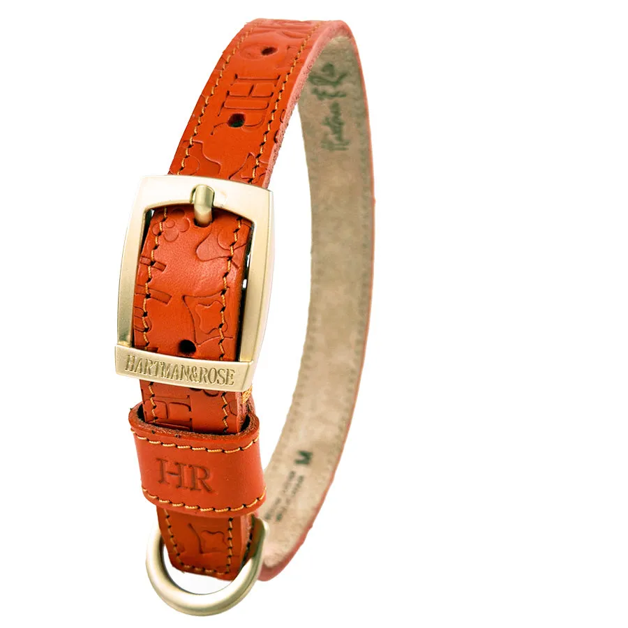 H&R Embossed Dog Collar in Tangerine