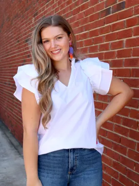 Harlow Ruffle Top | White