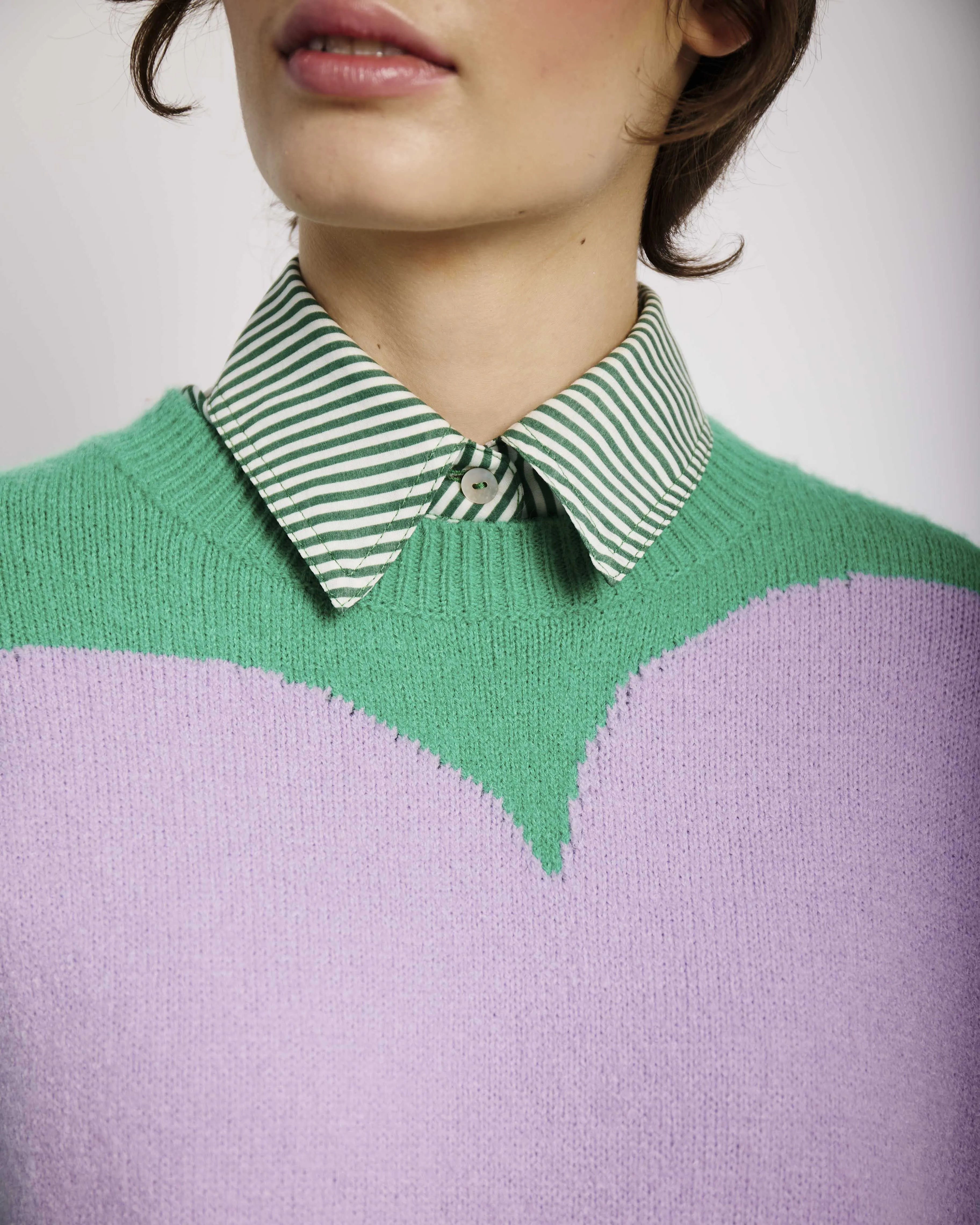 Heart Jumper in Green/Lilac