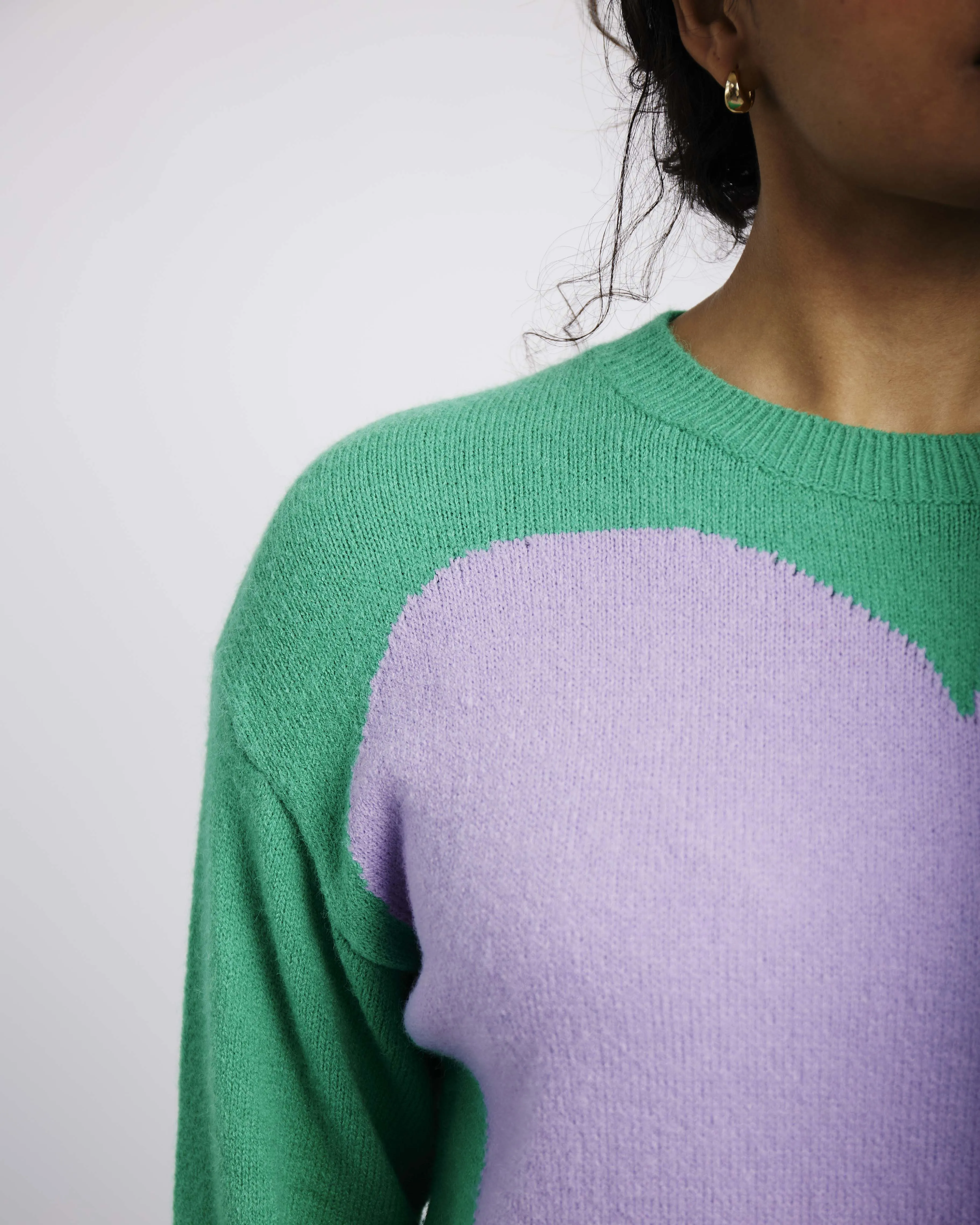 Heart Jumper in Green/Lilac