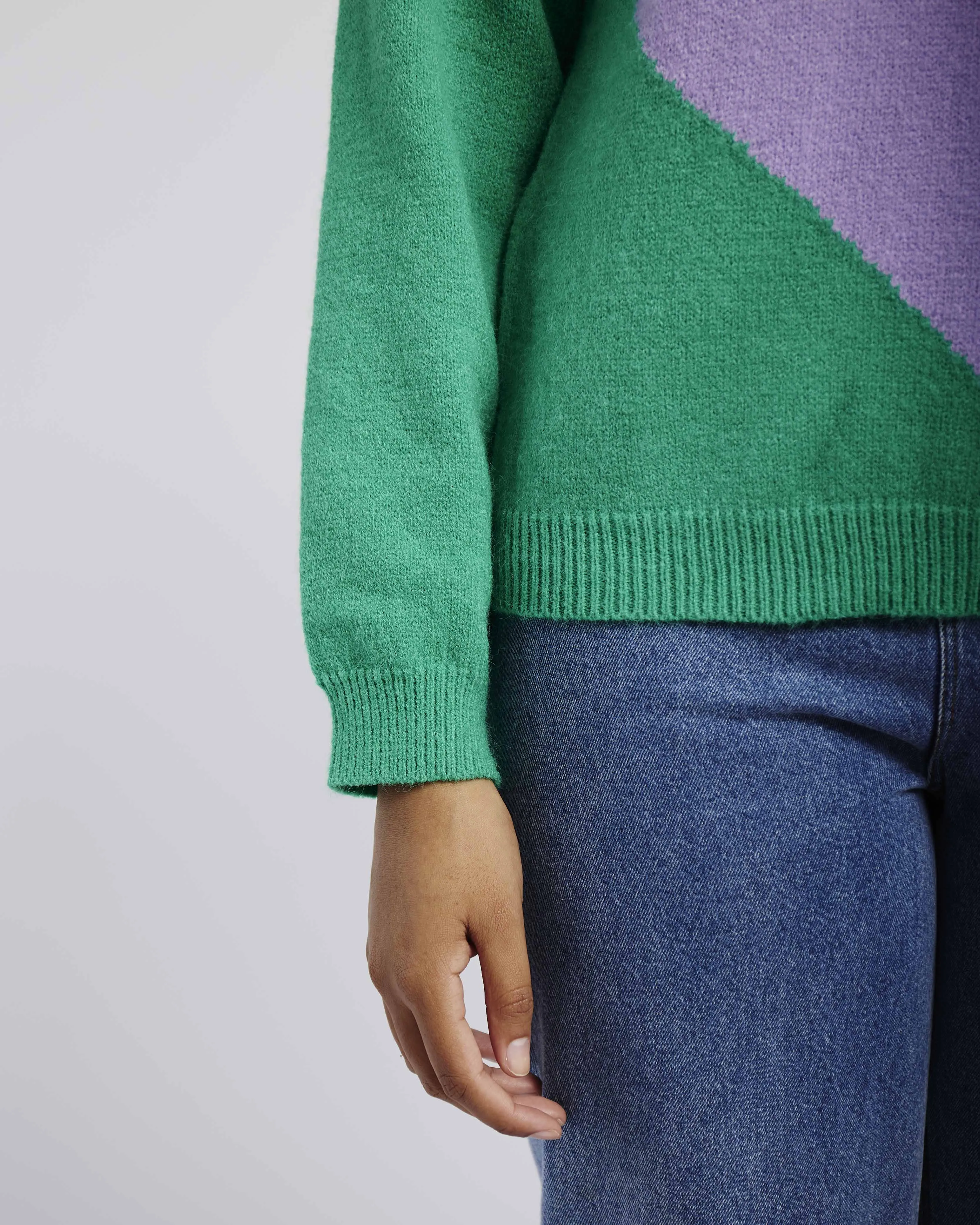 Heart Jumper in Green/Lilac