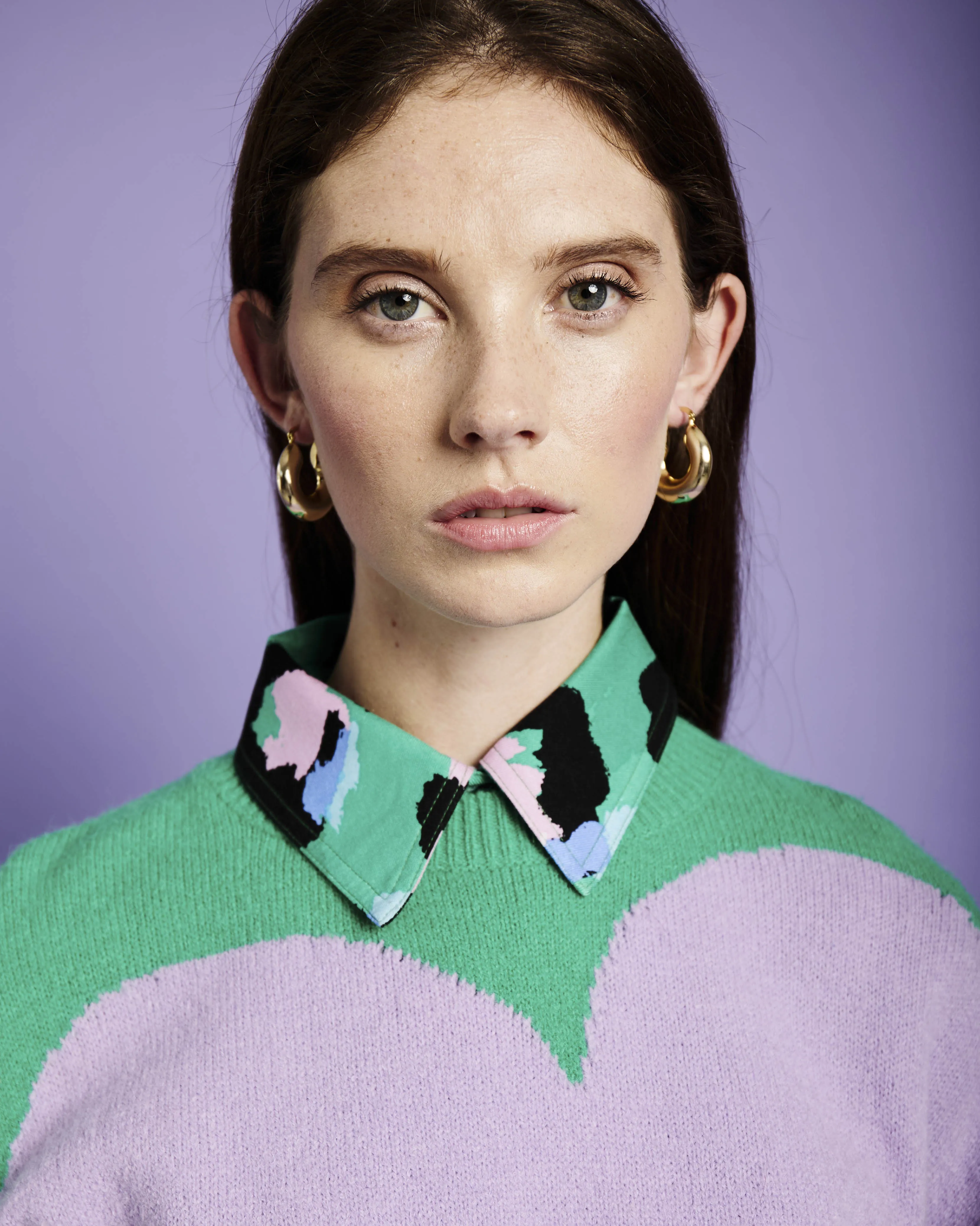 Heart Jumper in Green/Lilac