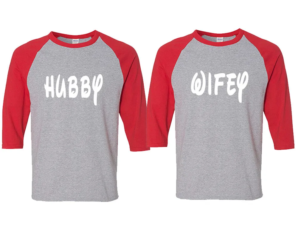 Hubby Wifey Couple Matching Baseball T Shirts