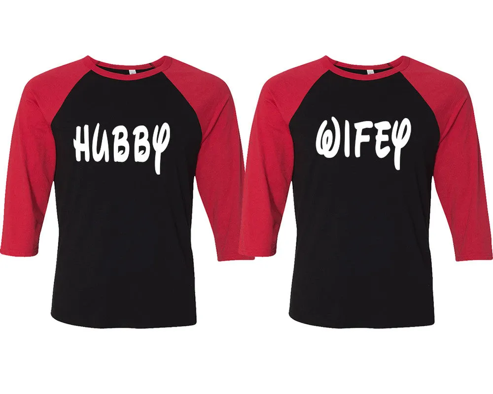 Hubby Wifey Couple Matching Baseball T Shirts