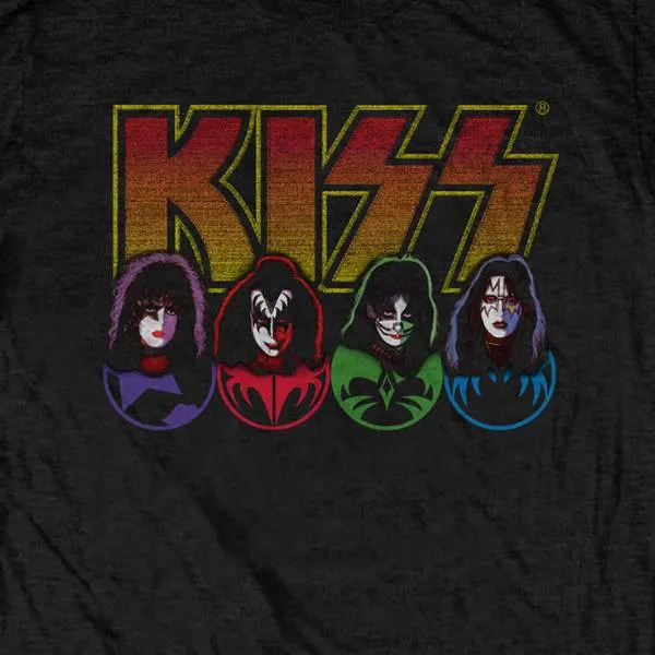 KISS Adult T-Shirt - Multicoloured KISS Band Faces