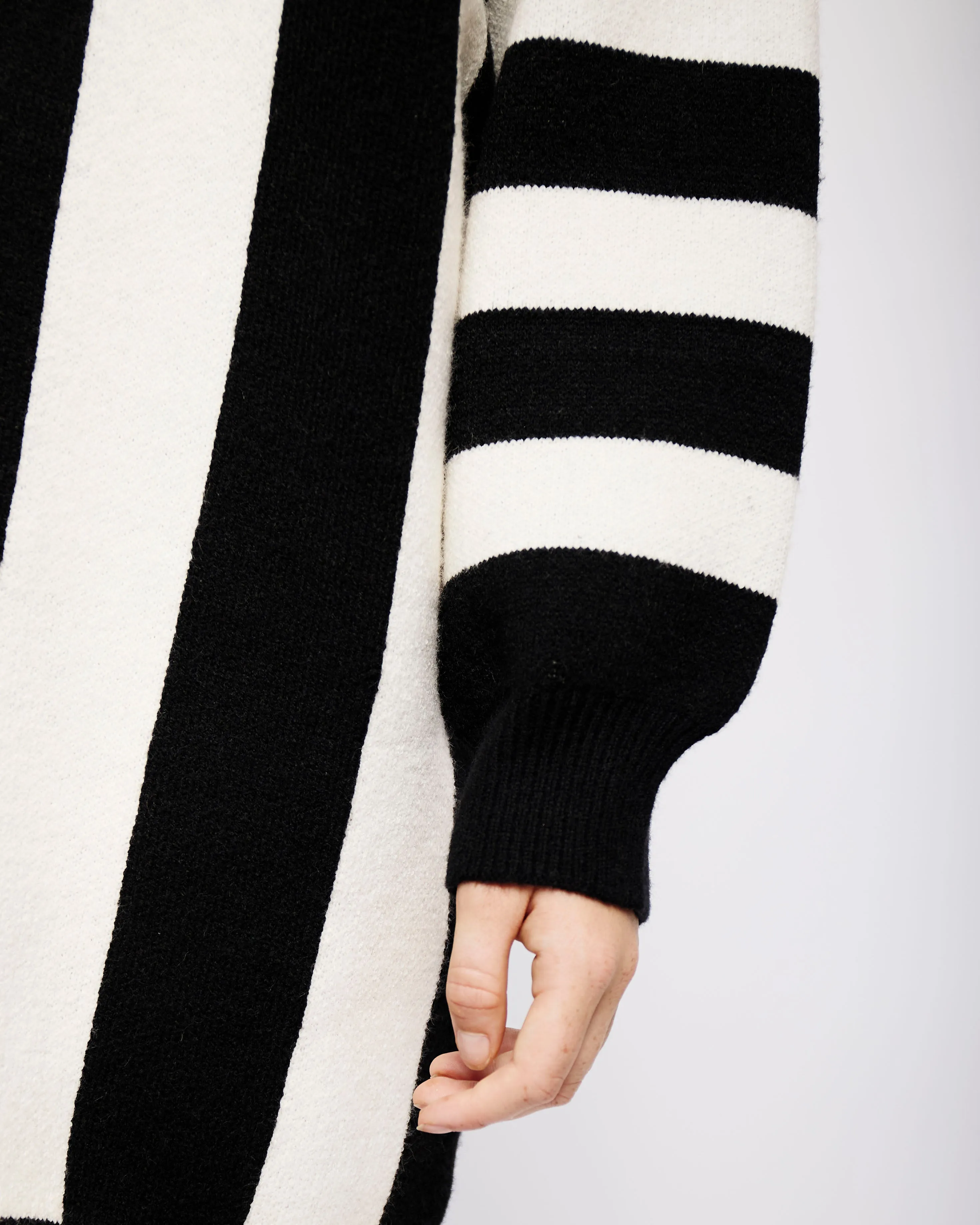 Knitwear Dress in Black and White Stripe