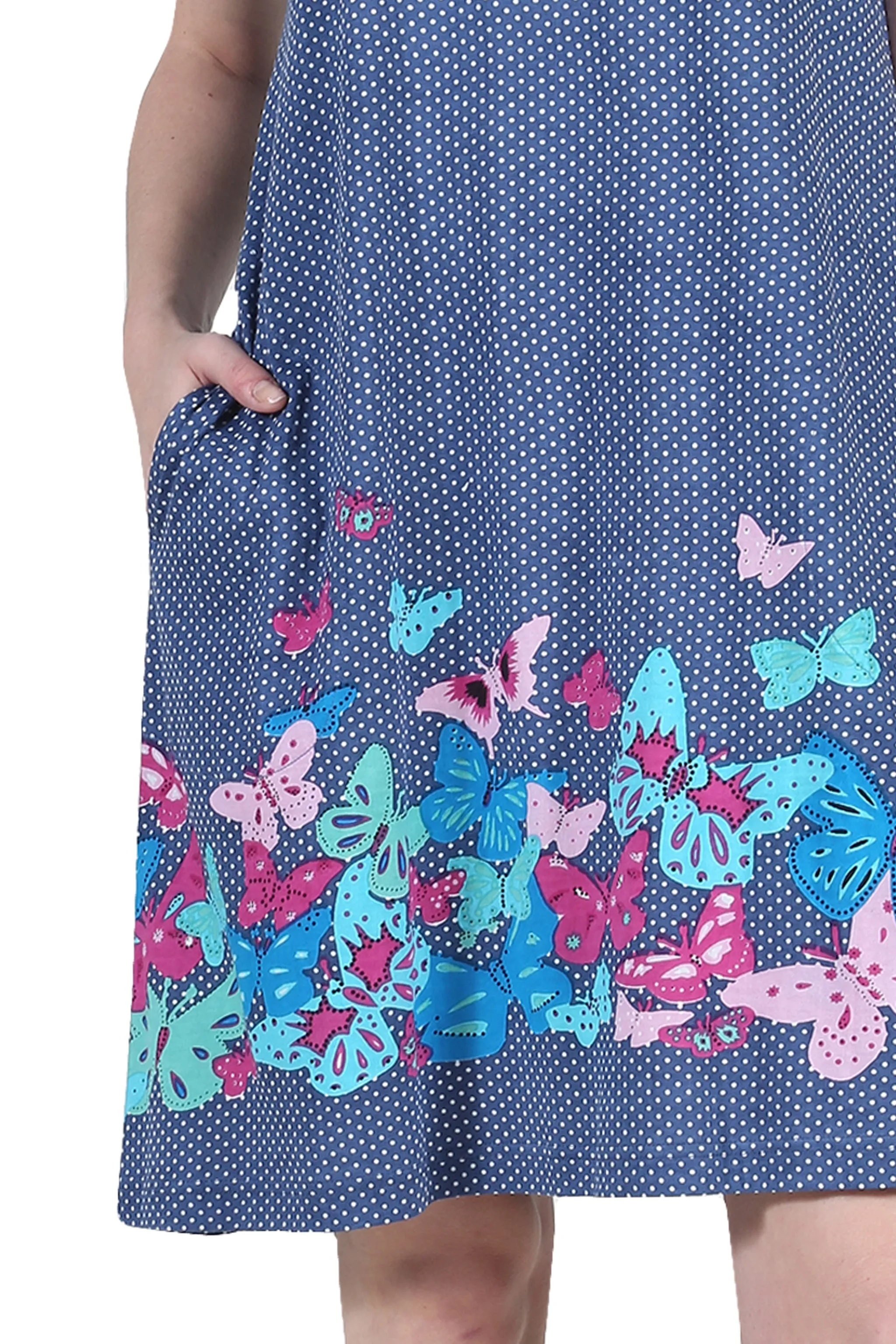 La Cera Novelty Floral Butterfly Print Short Sleeve Dress