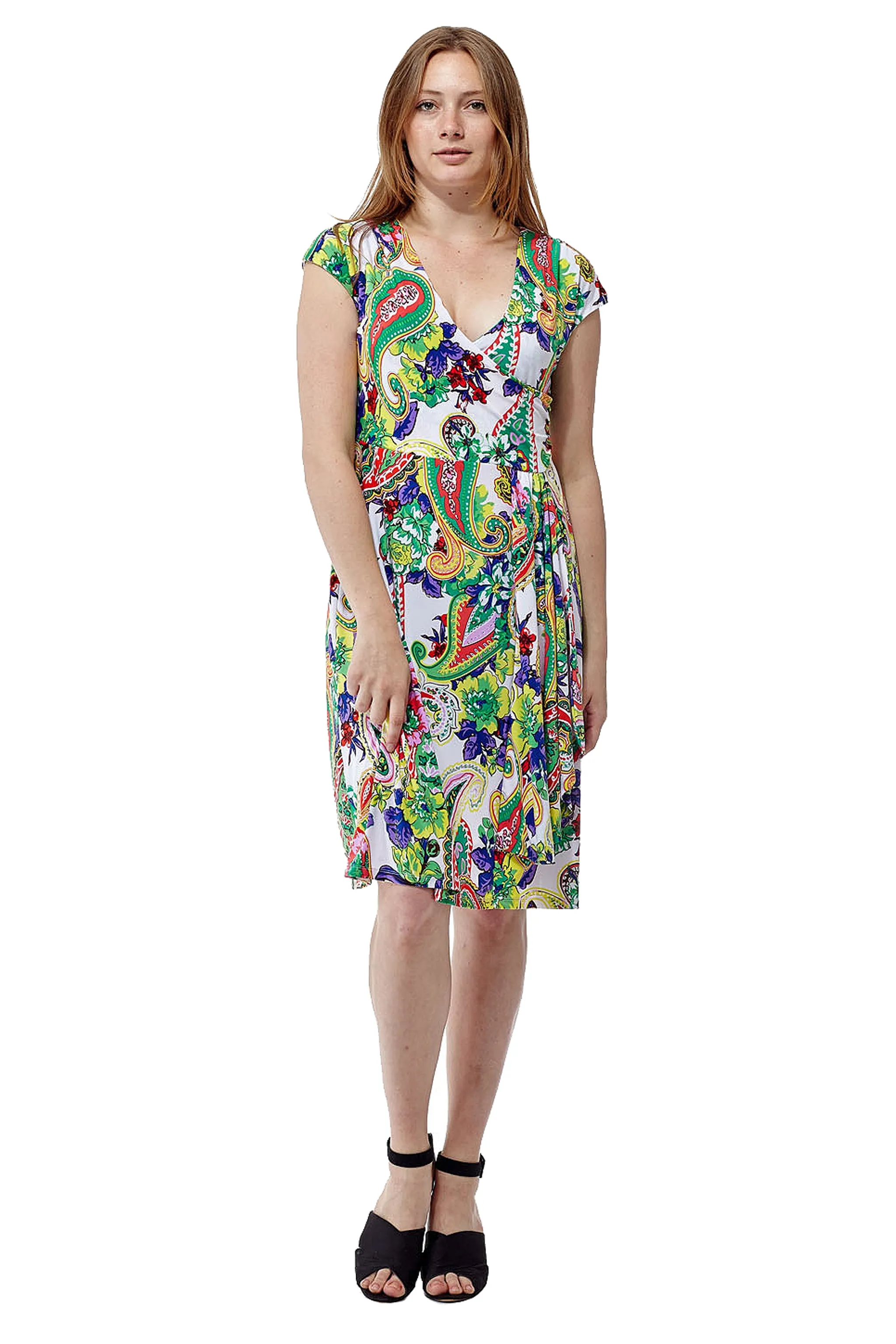 La Cera Paisley Floral Print Sleeveless Dress