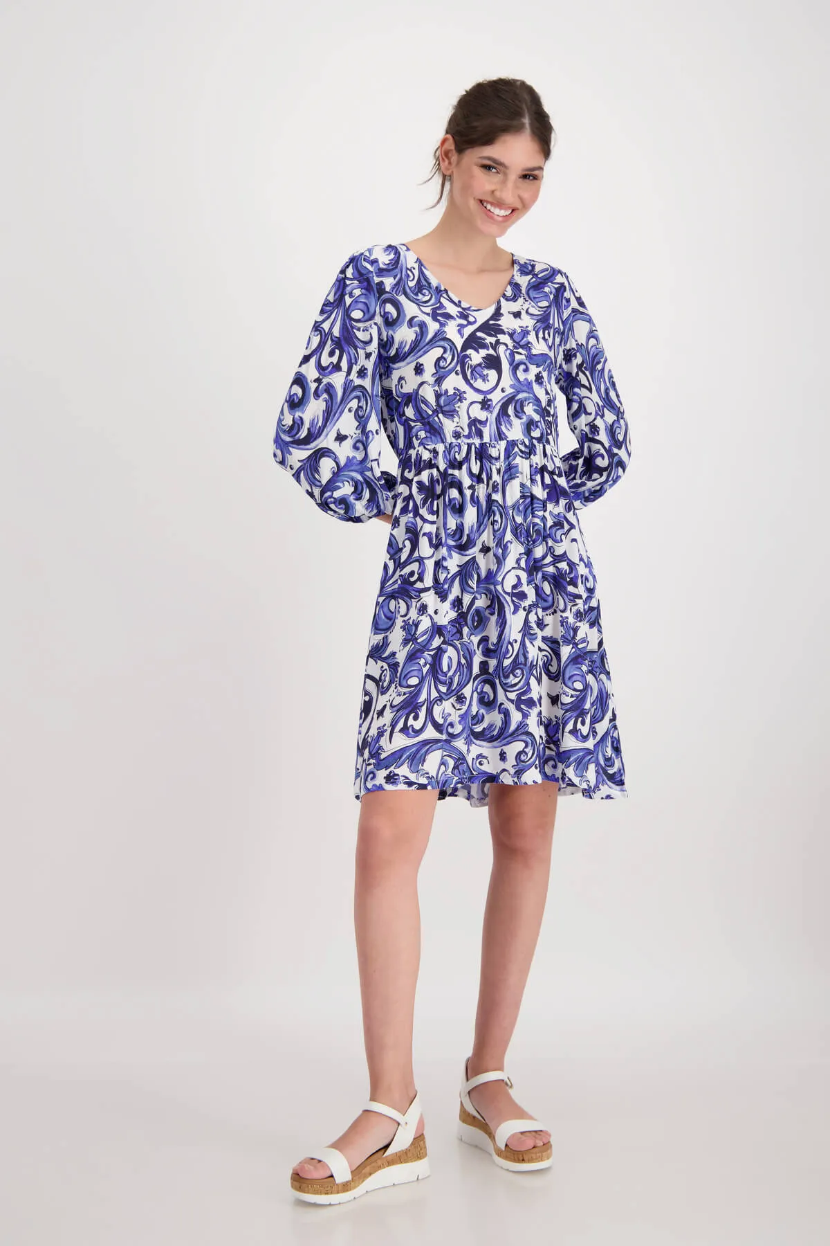 Light Summer Paisley Dress -Deep Breeze Blue