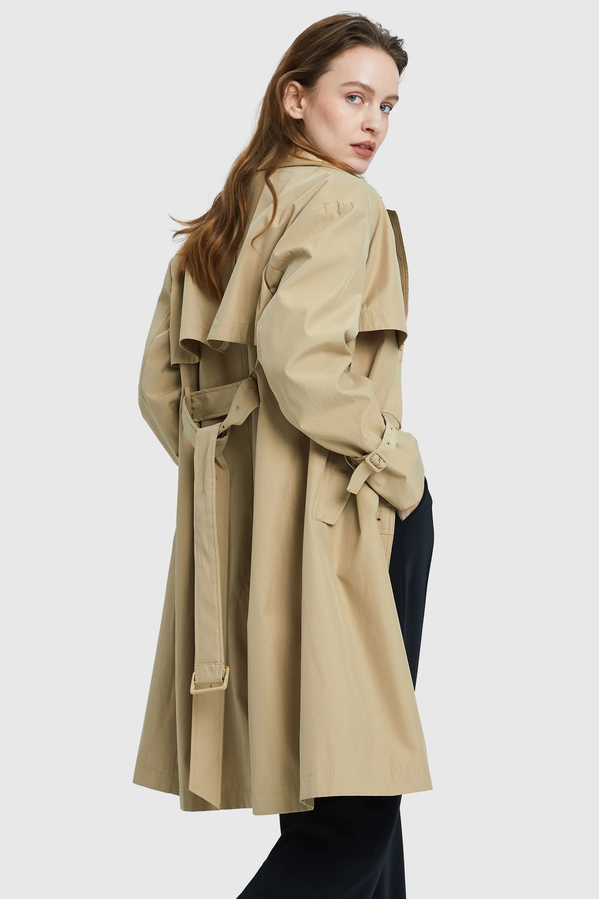 Long Single Breasted Trench Coat with Belt