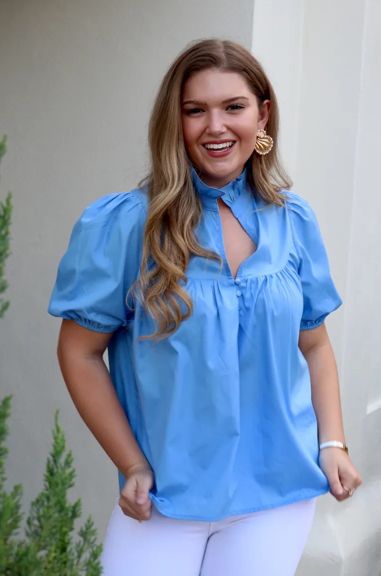 Marcie Button Top | Citadel Blue