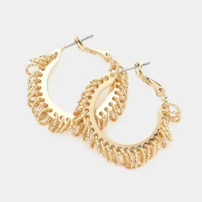 Metal Fringe Hoop Earrings- M H W ACCESSORIES