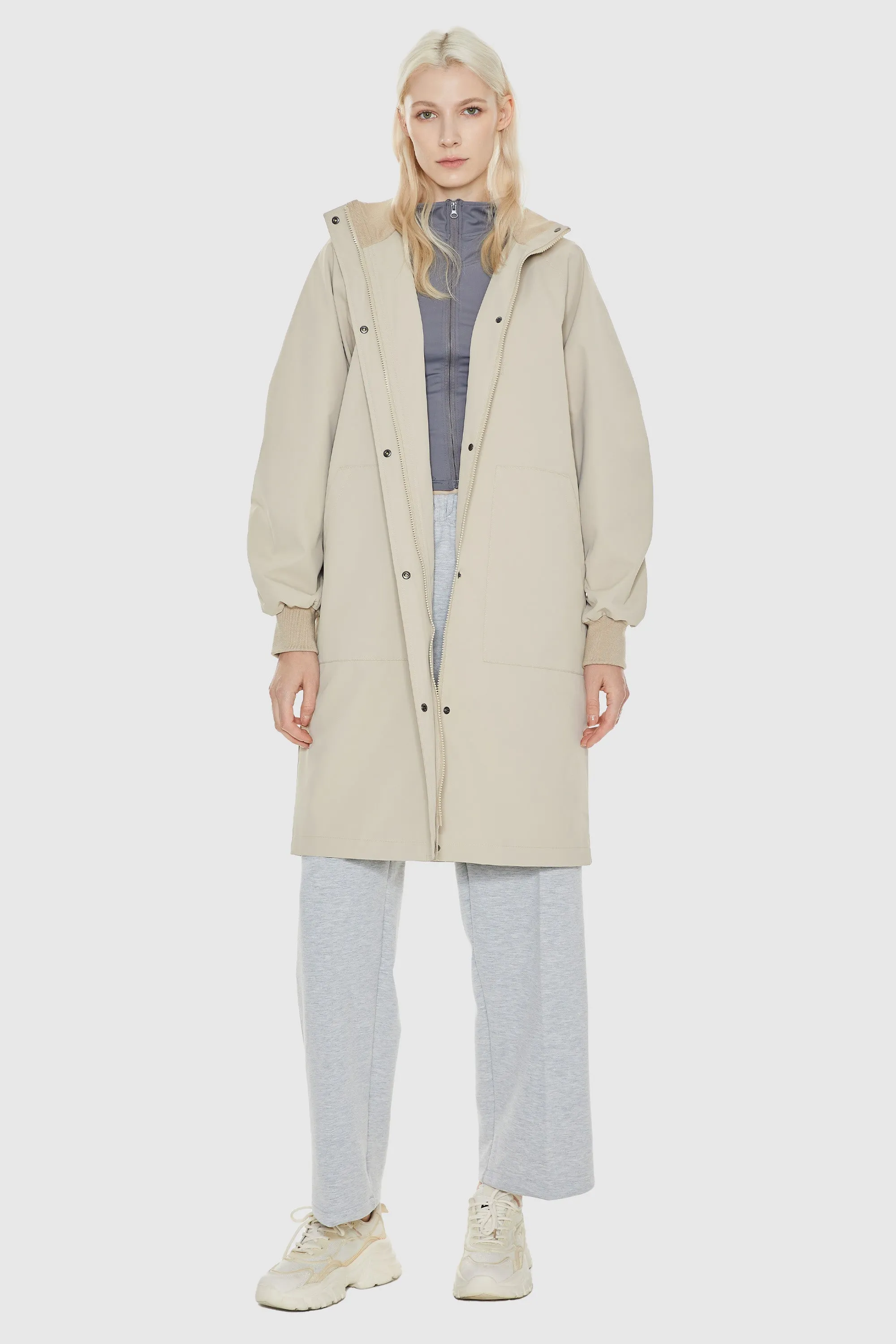 Mid-Length Hooded Belted Trench Coat